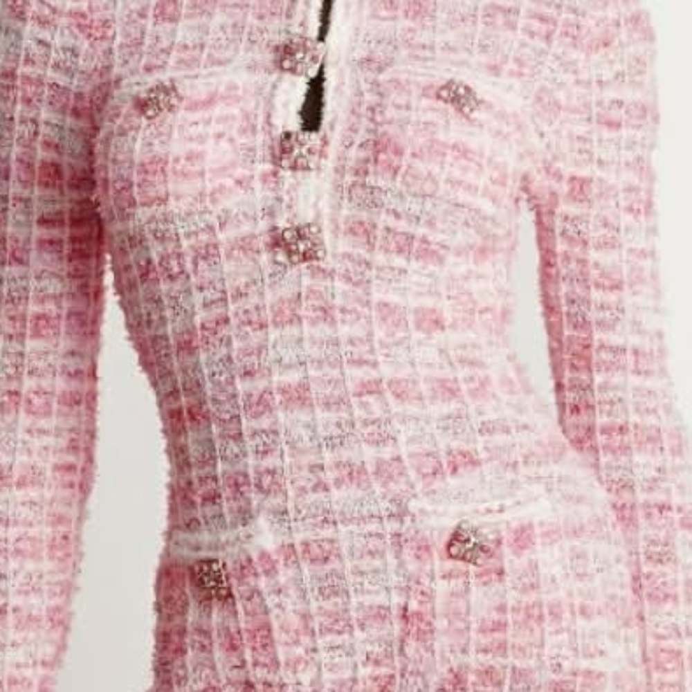 Chic Pink Tweed Dress